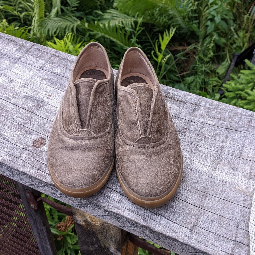 Frye Maya brown suede slip on sneakers